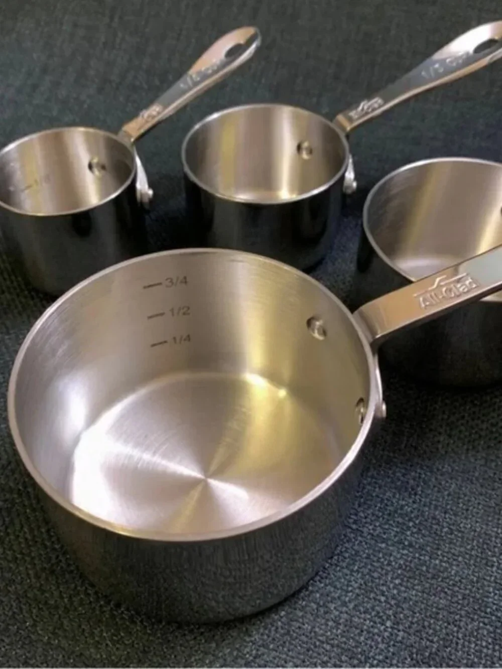ALL CLAD Heavy Gauge Stainless Steel Measuring Cups w/ 4 Riveted Handles